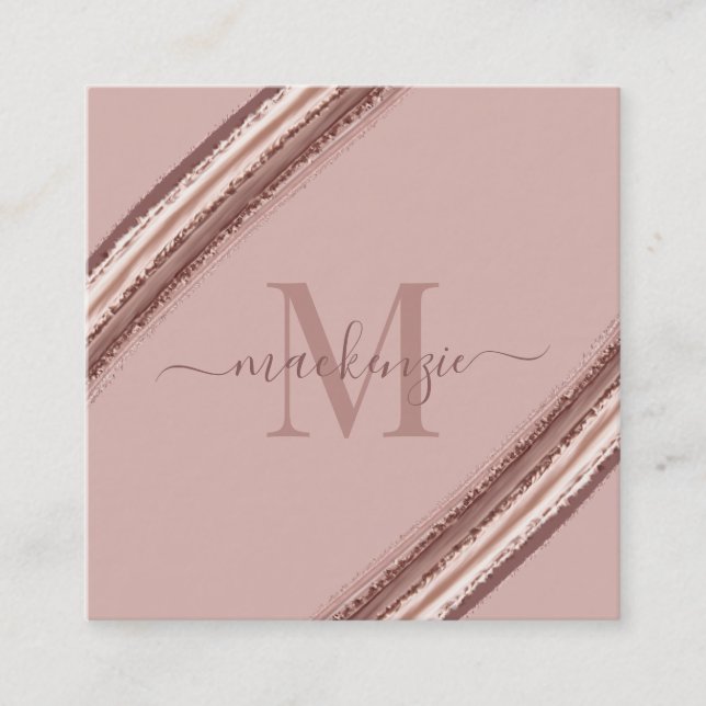 Modern Ro Gold Foil Copper-penselmonogram Fyrkantigt Visitkort (Framsida)