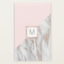 Modern Ro Gold Foil Rosa Grått Marble | MONOGRAM