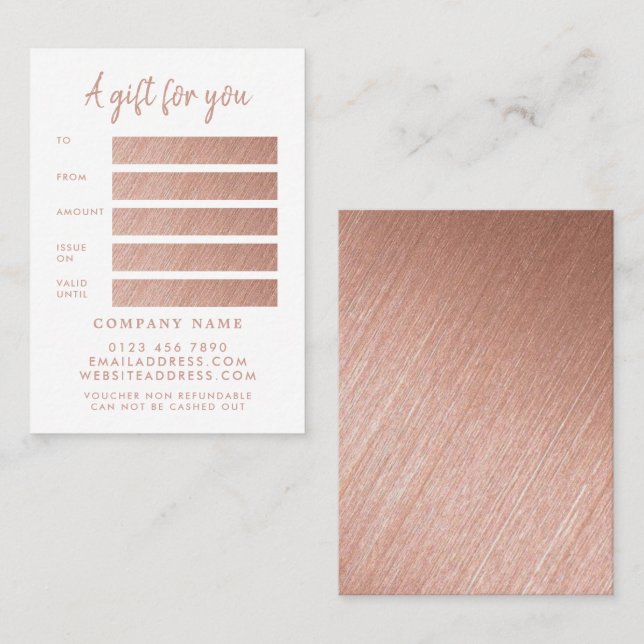 Modern Ro Gold Foil Script Gift-certifikat Visitkort (Fram/baksida)