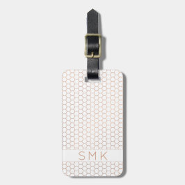 Modern Ro Gold Foil White Geometric Monogram Bagagebricka