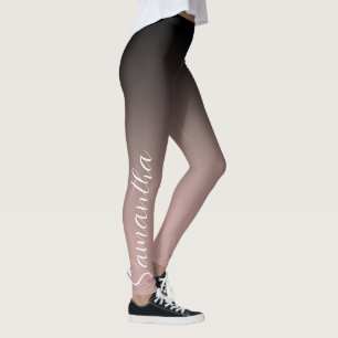 Modern Ro Guld & Black Ombre Monogrammed Leggings