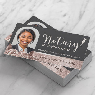 Modern Ro Guld-blommor i Mobile Notary Service Visitkort