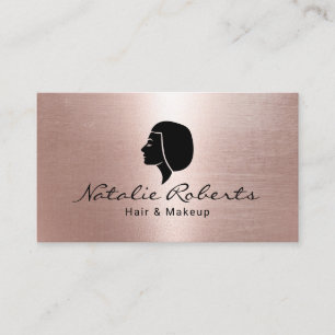 Modern Ro Guld Bob Hair Logotyp Beauty Salon Visitkort