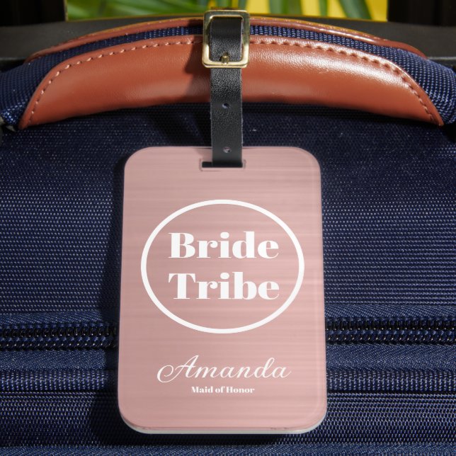 Modern Ro Guld Bride Tribe Bachelorette Bagagebricka (Framsida Insitu 2)
