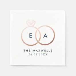 Modern Ro Guld Bröllop Ringar Cocktail Napkin Pappersservett