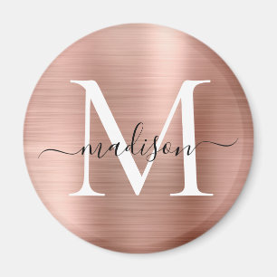 Modern Ro Guld Brushed Metall Monogram-skript Magnet