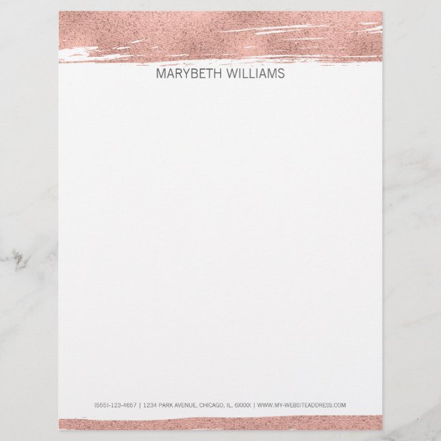 Modern Ro Guld Brushstroke Letterhead Brevhuvud (Framsida)