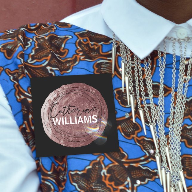 Modern Ro Guld Brushstroke och suddig Ljus Namnbricka (Skapare uppladdad)