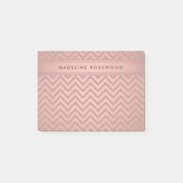 Modern Ro Guld Chevron Mönster Monogrammed Post-it Block