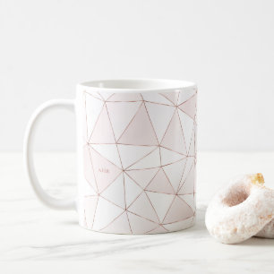 Modern Ro Guld Geometric Abstrakt Monogram Kaffemugg
