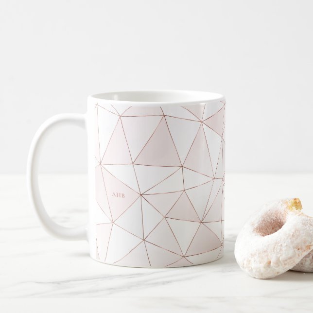 Modern Ro Guld Geometric Abstrakt Monogram Kaffemugg (Med munk)