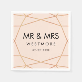 Modern Ro Guld Geometric Rosa Bröllop Pappersservett