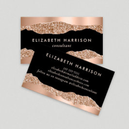 Modern Ro Guld Glitter Black Visitkort