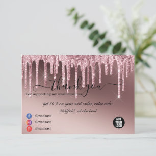 Modern Ro Guld Glitter Business Tack Kort