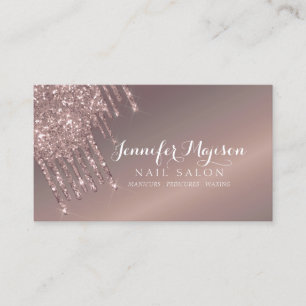 Modern Ro Guld Glitter Drives Nail Salon Elegant Visitkort
