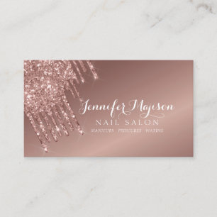 Modern Ro Guld Glitter Drives Nail Salon Elegant Visitkort