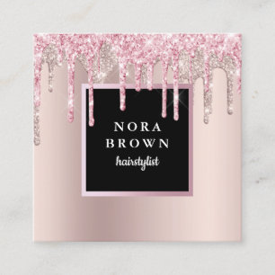 Modern ro guld glitter droppar hårstylist fyrkantigt visitkort