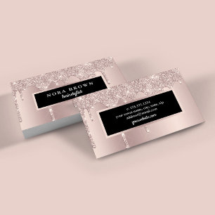Modern ro guld glitter droppar hårstylist visitkort