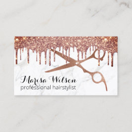 Modern ro guld glitter droppar marmor frisyr visitkort