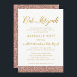 Modern Ro Guld Glitter & Guld Bat mitzvah A7 Inbjudningar<br><div class="desc">Modern och trendig ro glitter och faux guld foil Bat mitzvah inbjudan med plats för ett hebreiskt Namn. Bilden består av platt tryckt bilder,  INTE äkta glitter eller guld. Se den Pappra Grape Zazzle-butiken för samordning av kontorsmaterial och party-leveranser för att slutföra ditt Bat mitzvah tema för elegant.</div>