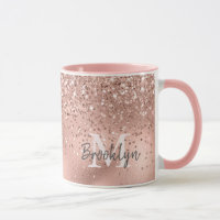 Modern Ro Guld Glitter-konfetti Monogrammed