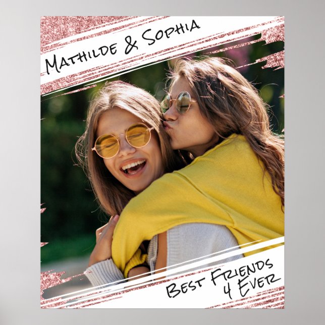 Modern Ro Guld Glitter och foto BBF:s bästa vän Poster (Framsidan)