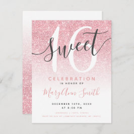 Modern Ro Guld Glitter Ombre 16:e födelsedag Inbjudningar