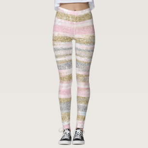 Modern Ro Guld Glitter Strokes Rand Leggings