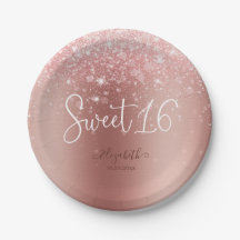 Modern Ro Guld Glitter Sweet 16