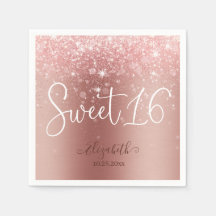 Modern Ro Guld Glitter Sweet 16