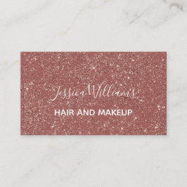 Modern Ro Guld Glitter White Script Hair Makeup Visitkort