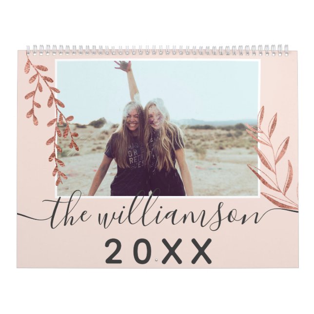 Modern ro guld gren  rosa 13 foto kalender (Omslag)