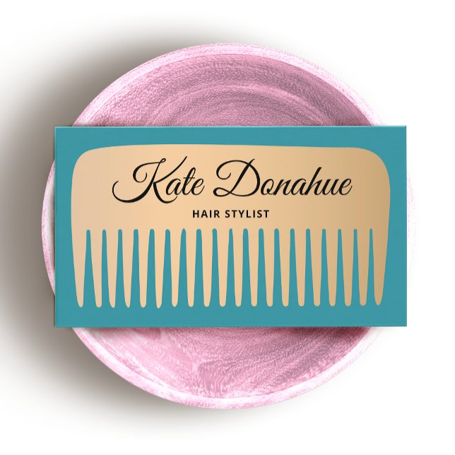 Modern Ro Guld Hair Stylist Comb Beauty Salon Visitkort (Skapare uppladdad)