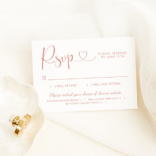 Modern Ro Guld Heart Calligraphy-skript Bröllop OSA Kort
