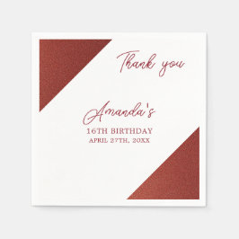 Modern Ro Guld koppar Glitter Sweet 16 födelsedag Pappersservett