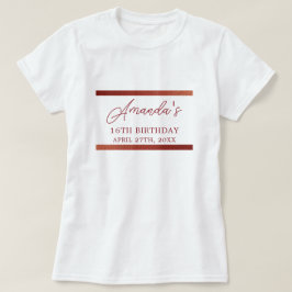 Modern Ro Guld koppar Glitter Sweet 16 födelsedag T Shirt