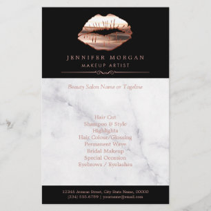 Modern Ro Guld Läppar Marble Beauty Salon Flygblad