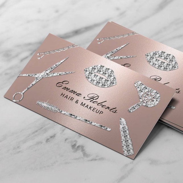 Modern Ro Guld Luxury Makeup Artist & Hair Salon Visitkort (Skapare uppladdad)