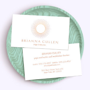 Modern Ro Guld Mandala Circle Logotyp, White Yoga Visitkort