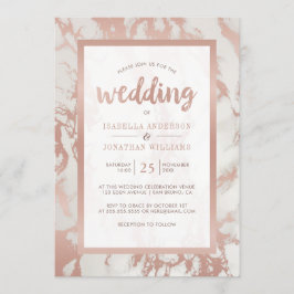 Modern Ro Guld Marble Bröllop Inbjudningar