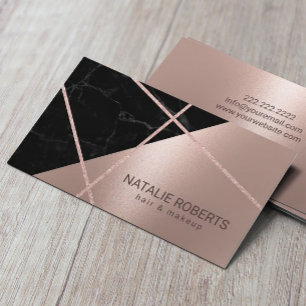 Modern Ro Guld Marble Hair & Makeup Artist Salon Visitkort