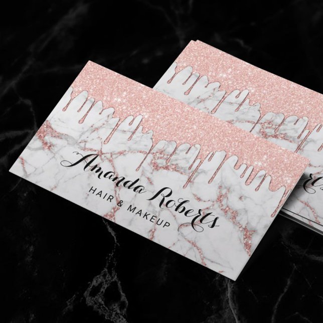 Modern Ro Guld Marble Makeup Artist Hair Salon Visitkort (Skapare uppladdad)