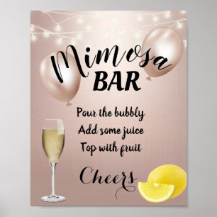 Modern Ro Guld Mimosa Pub-tecken Poster