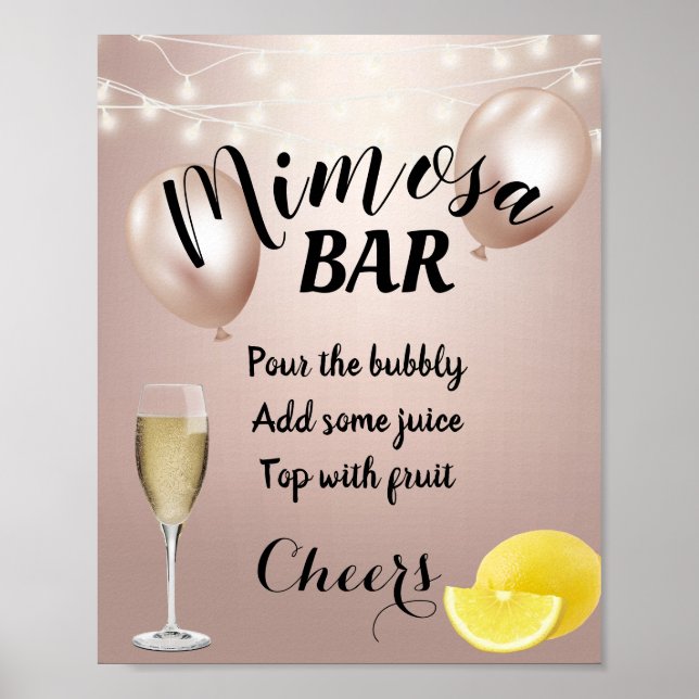 Modern Ro Guld Mimosa Pub-tecken Poster (Framsidan)