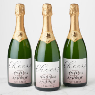 Modern Ro Guld Monogram Bröllop Sparkling Vin