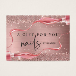Modern Ro Guld Nail Technician Gift Certificate Visitkort