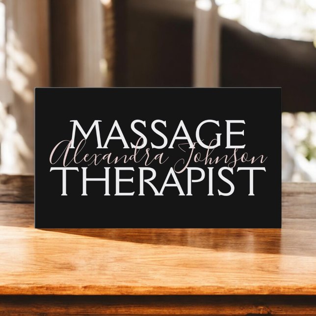 Modern Ro-Guld och svart massageterapi Visitkort (Skapare uppladdad)