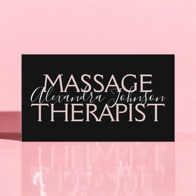 Modern Ro-Guld och svart massageterapi Visitkort (Skapare uppladdad)
