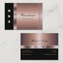Modern Ro Guld och svart med luminösa diamanter Visitkort