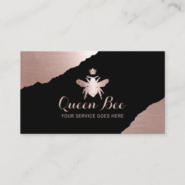 Modern Ro Guld Queen Bee Beauty Salon & Spa Visitkort (Framsida)